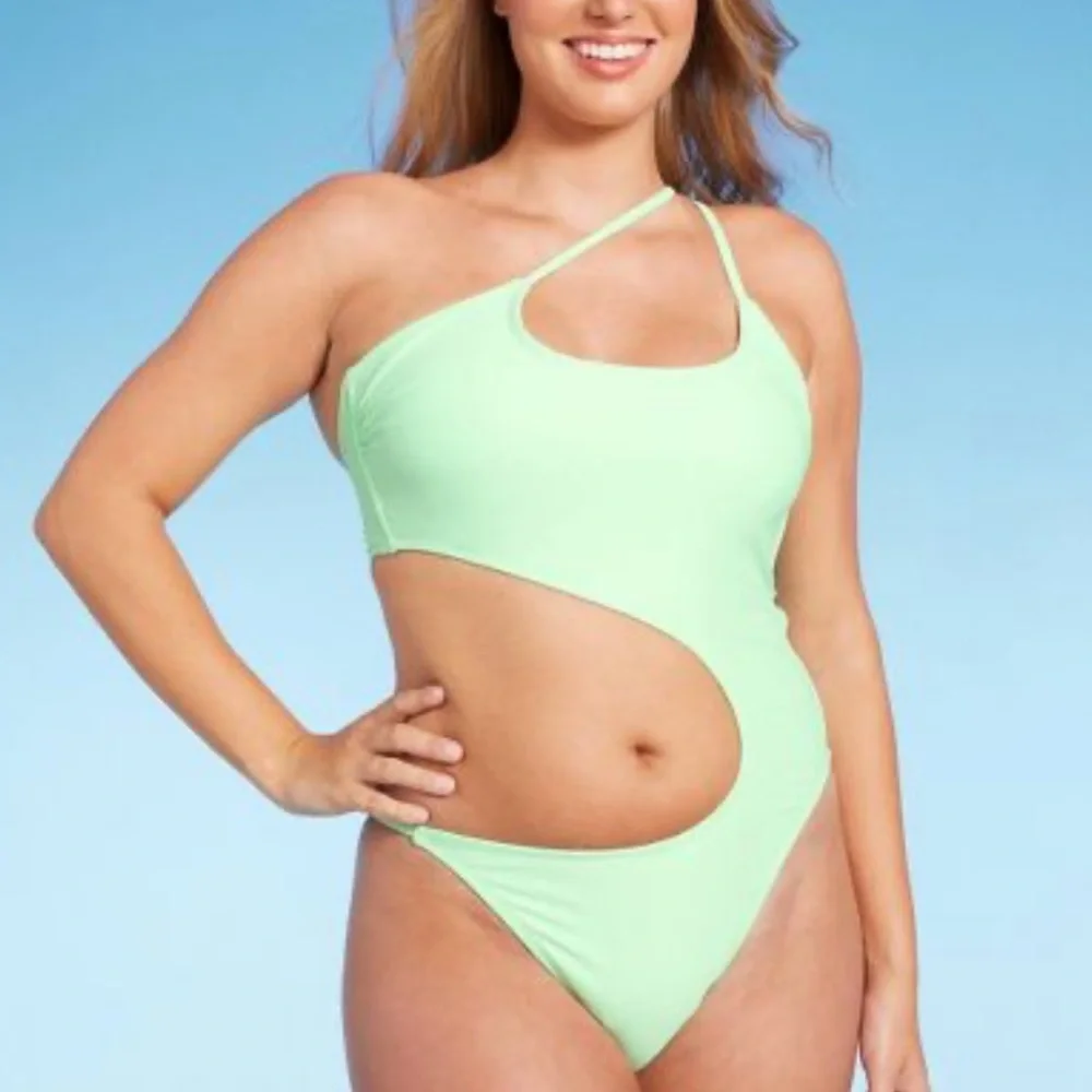 Mint Green Cut Out Swimsuit - Picture 1 of 5